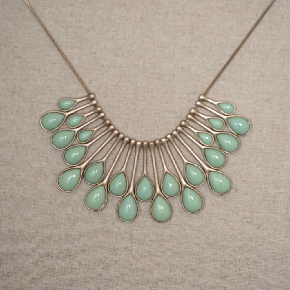 Teardrop Statement Necklace in Gold & Teal